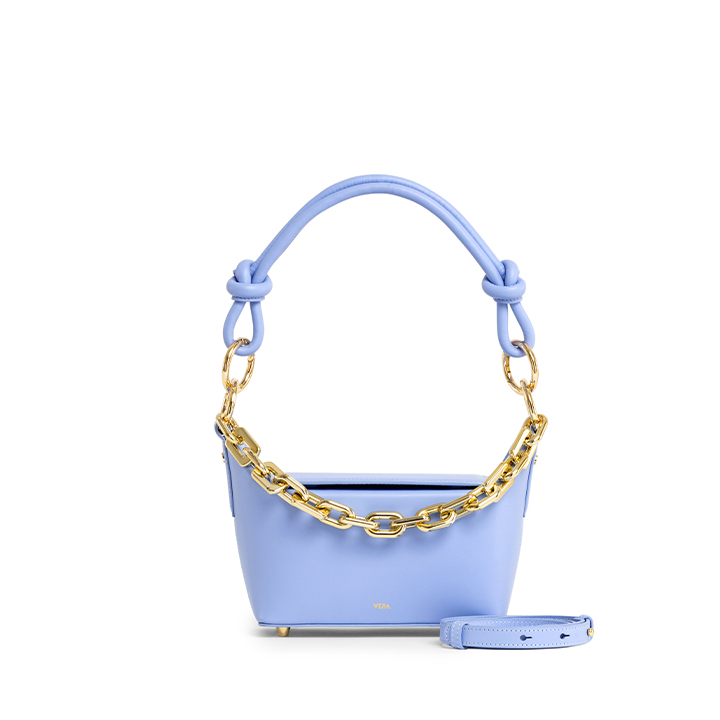VERA COCO box, leather shoulder and crossbody bag, in Bluebell